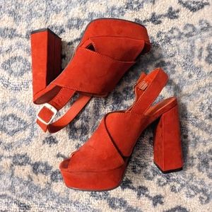 BAMBOO Retro Chunky Heel Platform Sandal with Ankle strap